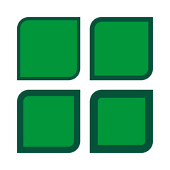 Green Square Leaf Stroke Shape Icons