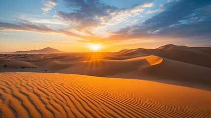 Sunset over Desert Dunes: Arid Landscape Photography