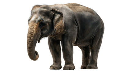 Obraz premium A majestic elephant standing proudly, its trunk gracefully curved, captured in stunning detail