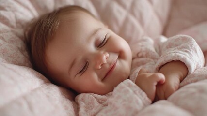 A sleeping baby girl video. Baby girl sleeping and awaking in the crib.