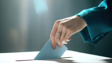 投票箱に入れる女性の手と指輪
