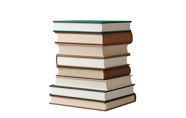 Isolated stack of books, neutral colors, transparent background 