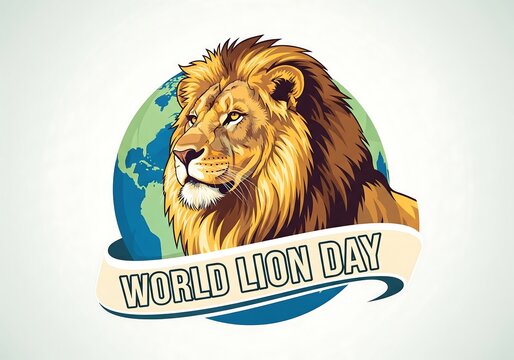 Vector illustration of a lion's, as a banner, poster or template, world lion day observed every 10 august.Template for background, banner, card, poster with text inscription