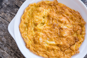 Delicious Thai omelette on a white plate