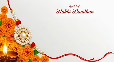 Festive rakhi bandhan celebration with diya and flowers
