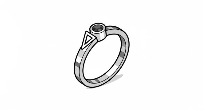 silver ring with triangle detail clip art preview