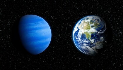 Naklejka premium Neptune and Earth Size Comparison