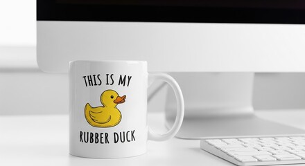 This Is My Rubber Duck Mug on White Desk
