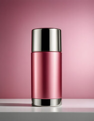 Cosmetic bottle with modern and elegant design, displayed on a soft background. Suitable for product mockups, branding, and packaging design.