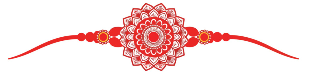 A red and gold rakhi with floral mandala design