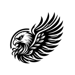Obraz premium Stylized Eagle Head with Wings Vector Illustration.
