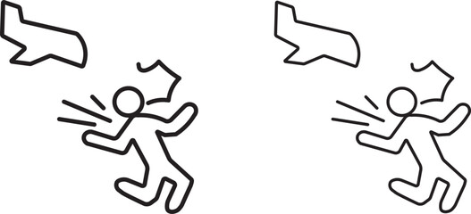 war Refugee icon thin flat outline style