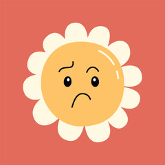 Worried daisy face with sad eyes. Helps children recognize and name anxious feelings. Ideal for emotional intelligence lessons.