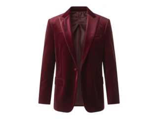 Burgundy Velvet Blazer on transparent background