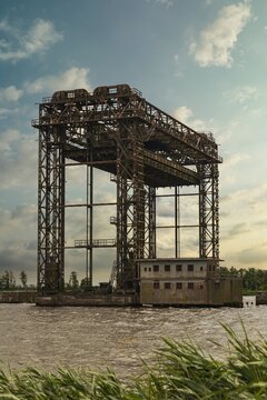 
Remains of the legendary railway lift bridge in Karmin on Usedom