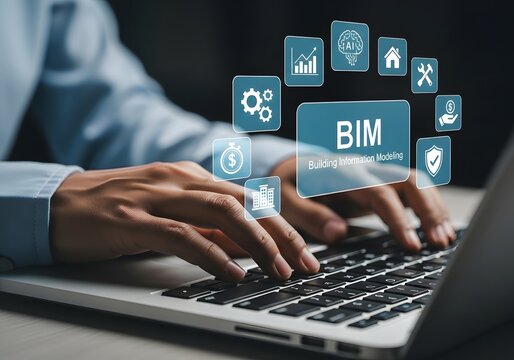 Innovative architect designing with BIM software for building information modeling, driving efficiency and precision in modern construction projects