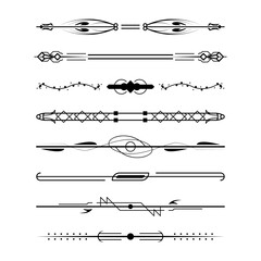 Set Black Simple Line Collection Doodle Border Elements Vector Design Style Sketch Isolated Illustration For Banner