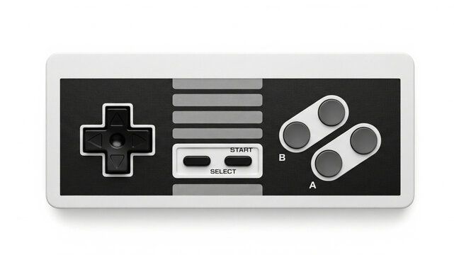 Retro Game Controller on White Background