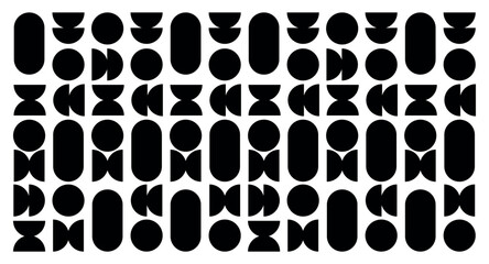 Abstract Geometric Shape Pattern in Minimalist Black Silhouette Style. Vector illustration isolated on clear background.