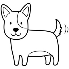 A Friendly Cartoon Dog Wagging Its Tail and Smiling Happily