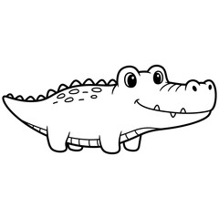Cute Cartoon Alligator Smiling and Facing Right on White Background