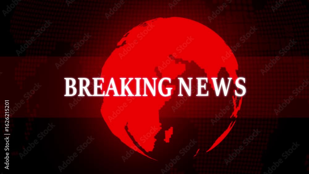 Aufkleber breaking news template intro for tv broadcast news show program with 3d breaking news text and badge