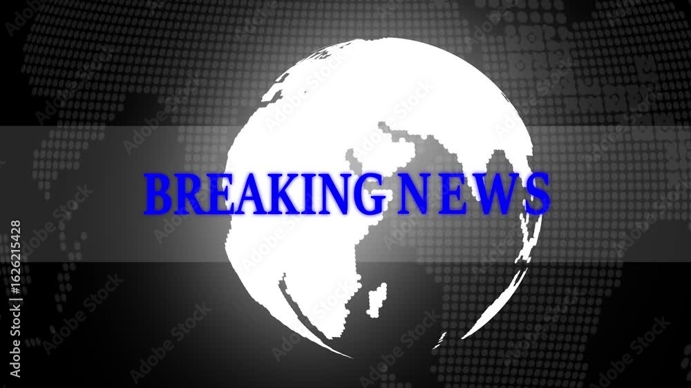 Aufkleber breaking news template intro for tv broadcast news show program with 3d breaking news text and badge