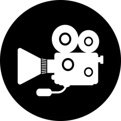 Professional Film Camera with Microphone Icon | Retro Cinema Symbol