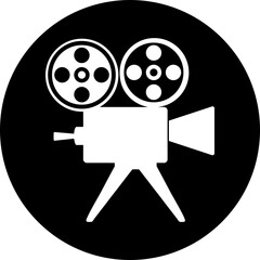 Vintage Movie Film Camera on Tripod Icon | Retro Cinema Symbol