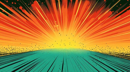 Colorful Comic Book Style Radial Burst Background