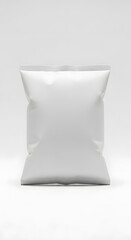 Blank White Snack Food Packaging Bag in Minimalist Studio Setting Mockup
