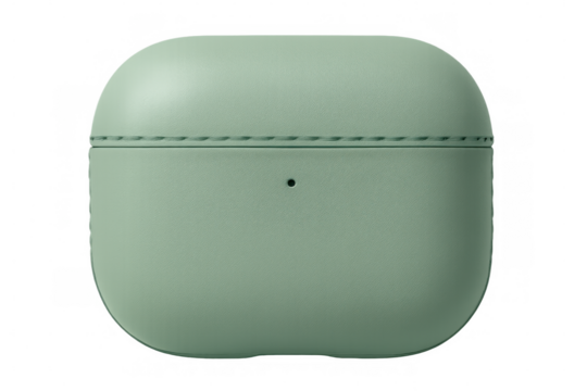 Modern green wireless earbuds resting in charging case, highlighting contemporary tech accessory with minimalist aesthetic