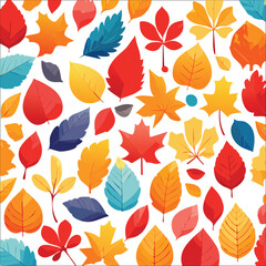 Autumn abstract colorful Background. Fall season and Thanksgiving theme. Editable vector templates with leaves and geometric pattern. Nature elements for poster, banner, cover, card, Sale, advertising