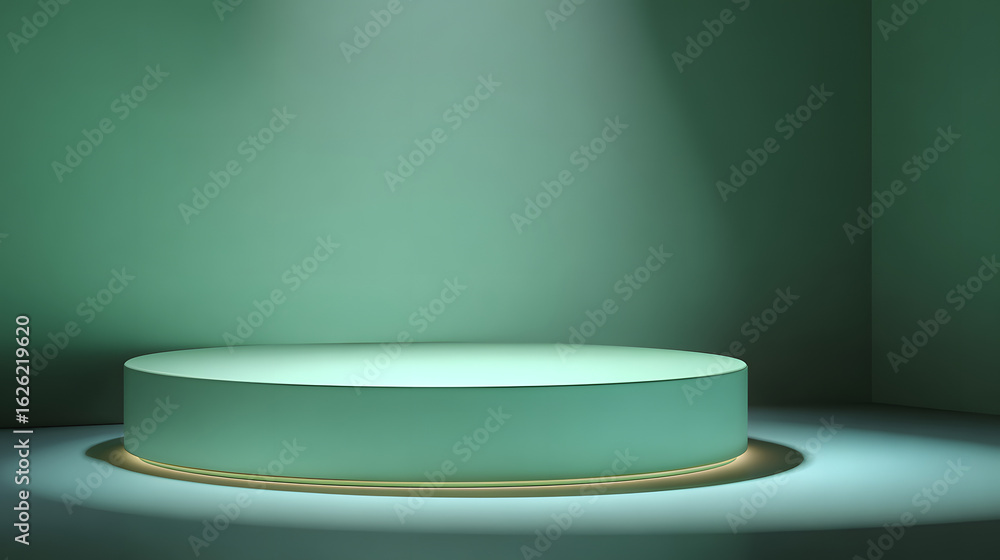 Poster simple green platform with soft light for product display