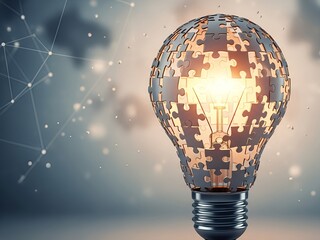 A conceptual image of a lightbulb made of puzzle pieces, symbolizing innovation.