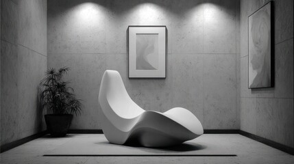 Modern, minimalist room with lounge chair