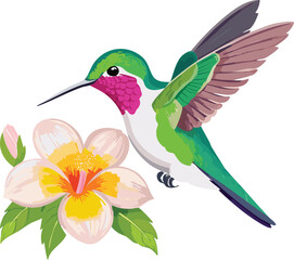  Vibrant hummingbird hovering near a blooming flower © osama ibrahem