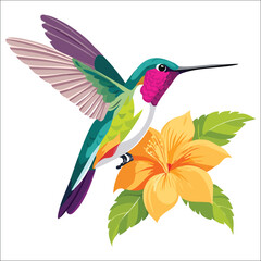  Vibrant hummingbird hovering near a blooming flower