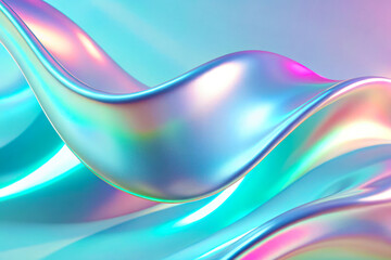 dynamic abstract wave of iridescent material with soft gradients, for modern design