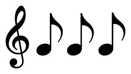 Black musical notes and treble clef symbols vector