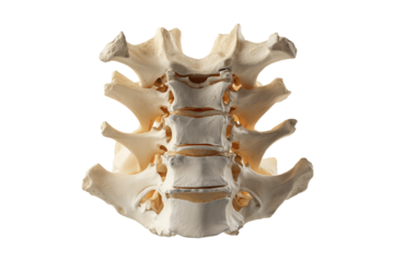 Human lumbar spine vertebrae model isolated on transparent background