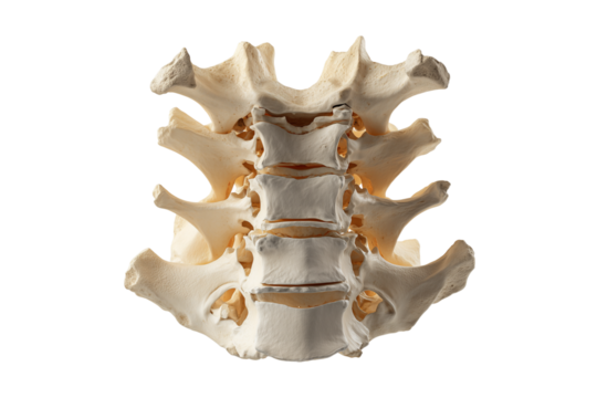 Human lumbar spine vertebrae model isolated on transparent background