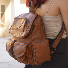 Brown woman bag with model