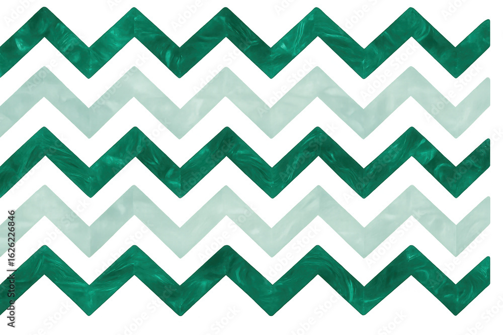Poster striped zigzag pattern alternating green and white, repeating geometric design with transparent back