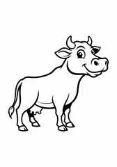Fototapeta premium Cartoon cow illustration showing a cute farm animal, designed as a mascot. Farm animal in black and white as a friendly figure, perfect for branding and logo projects,