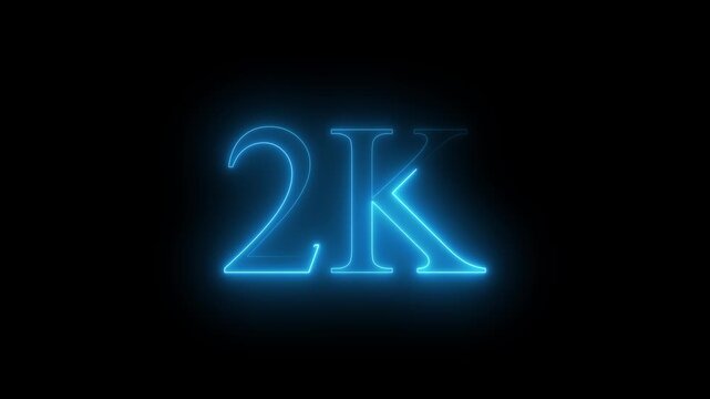 Glowing neon line 2k Ultra HD icon isolated on black background. 2k followers. Animation on black background 4K Video.....