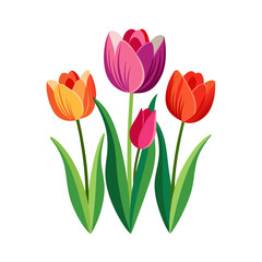 Beautiful bouquet of colorful tulip flowers in spring