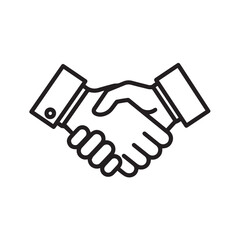 Naklejka premium Simple black and white line art representing a handshake symbolizing agreement and partnership.