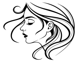 Elegant woman s profile with flowing hair silhouette
