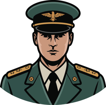 military officer portrait green uniform clip art preview